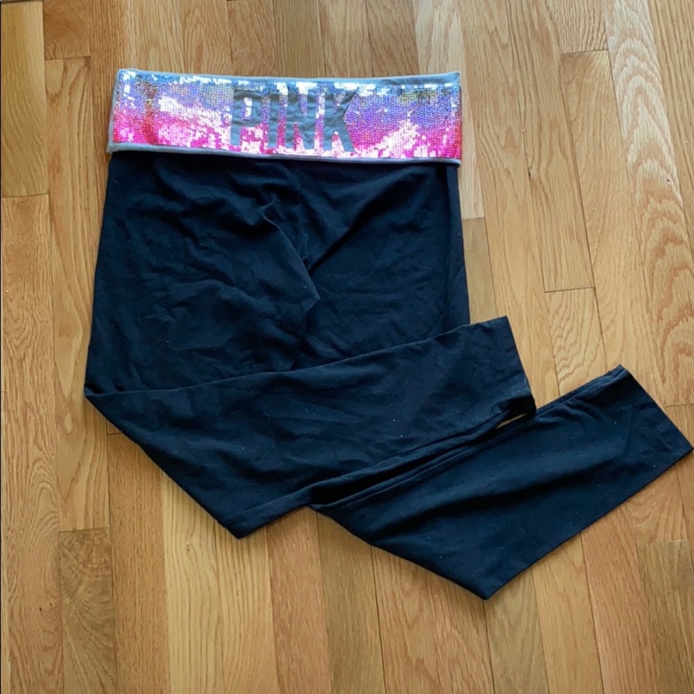 VS PINK 7/8 Ombré Sequin Leggings